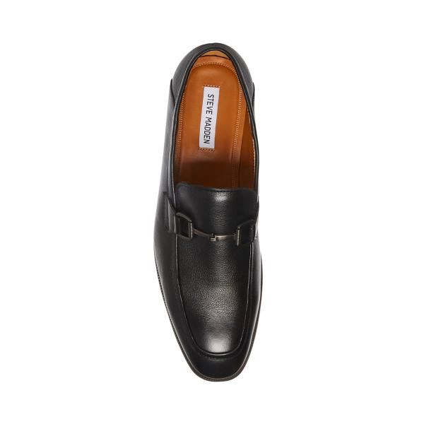 Steve Madden Aahron Leren Loafers Heren Zwart | SM-123WF