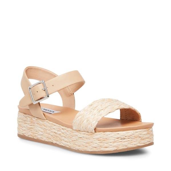 Steve Madden Accord Natural Raffia Sandalen Dames Beige | SM-168RL