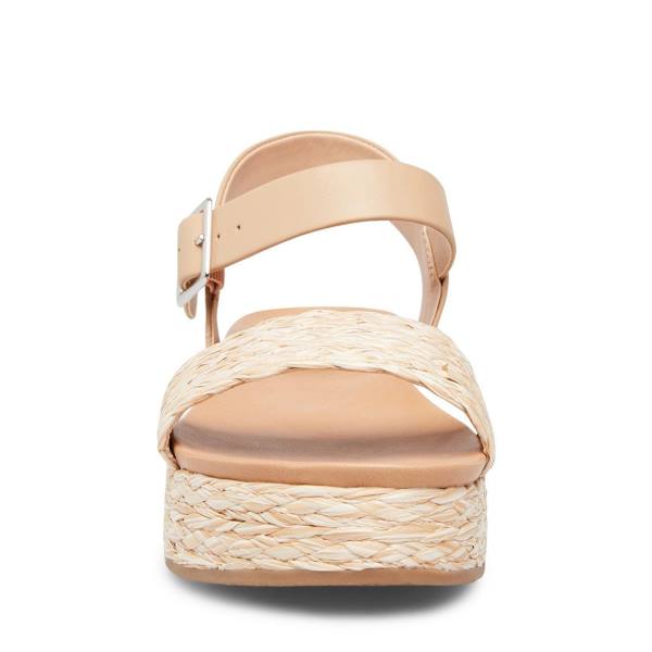 Steve Madden Accord Natural Raffia Sandalen Dames Beige | SM-168RL