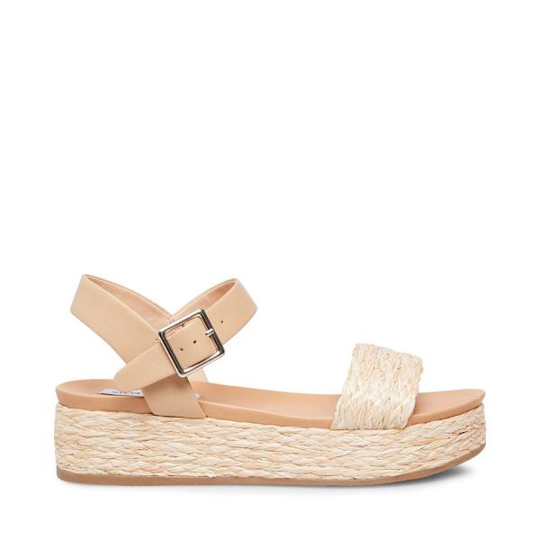 Steve Madden Accord Natural Raffia Sandalen Dames Beige | SM-168RL