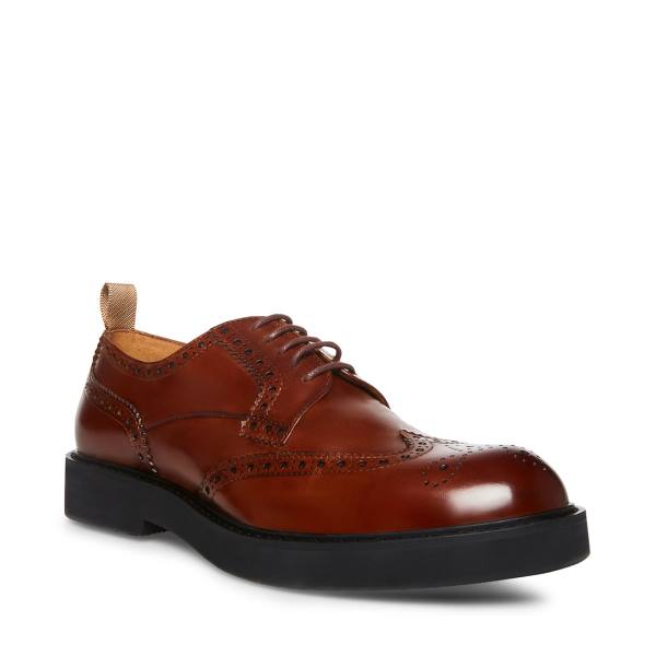 Steve Madden Adrick Cognac Leren Werkschoenen Heren Bruin | SM-145BT