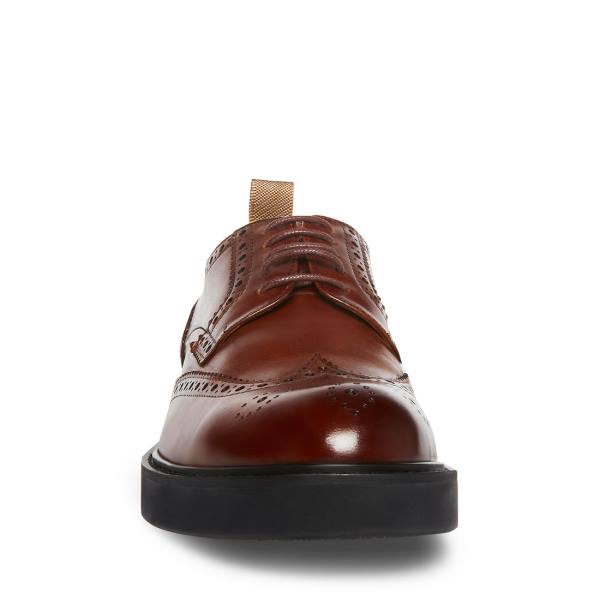 Steve Madden Adrick Cognac Leren Werkschoenen Heren Bruin | SM-145BT