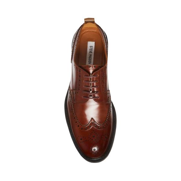 Steve Madden Adrick Cognac Leren Werkschoenen Heren Bruin | SM-145BT