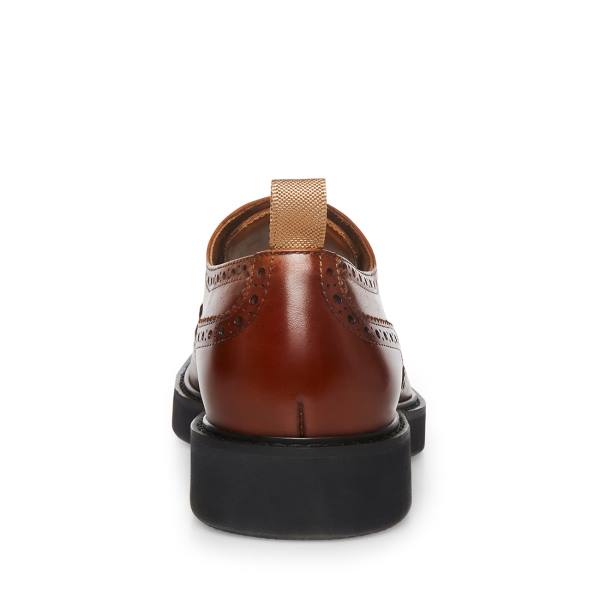 Steve Madden Adrick Cognac Leren Werkschoenen Heren Bruin | SM-145BT