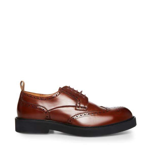 Steve Madden Adrick Cognac Leren Werkschoenen Heren Bruin | SM-145BT