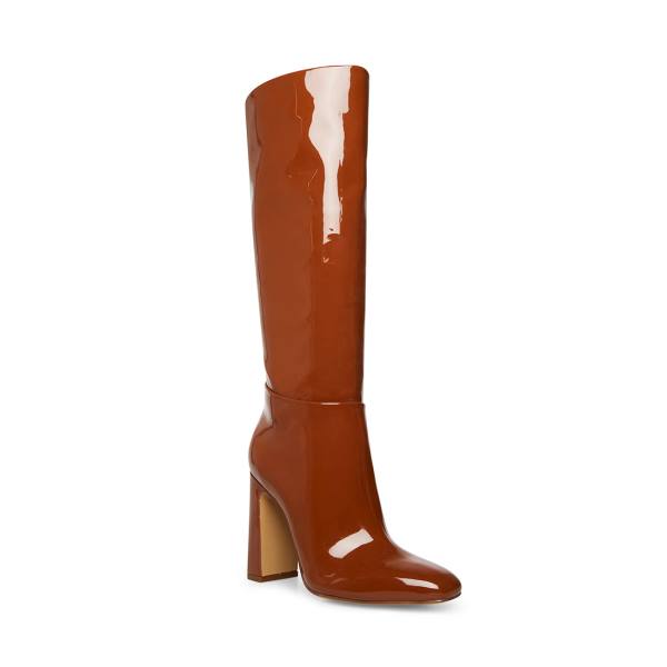 Steve Madden Ambrose Cognac Lak Laarzen Dames Bruin | SM-756XA