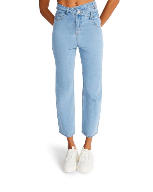 Steve Madden Asymmetrical Boyfriend Jean Broeken Dames Blauw | SM-198FV