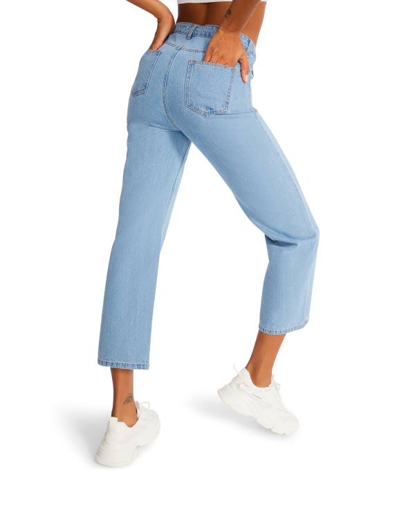 Steve Madden Asymmetrical Boyfriend Jean Broeken Dames Blauw | SM-198FV