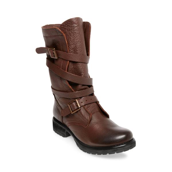 Steve Madden Banddit Leren Enkellaarsjes Dames Bruin | SM-263NH