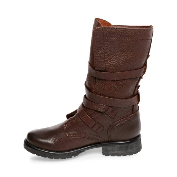 Steve Madden Banddit Leren Enkellaarsjes Dames Bruin | SM-263NH