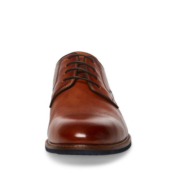 Steve Madden Bannon Cognac Leren Werkschoenen Heren Bruin | SM-974IA