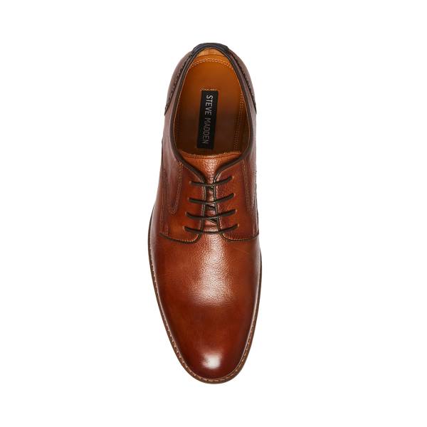 Steve Madden Bannon Cognac Leren Werkschoenen Heren Bruin | SM-974IA