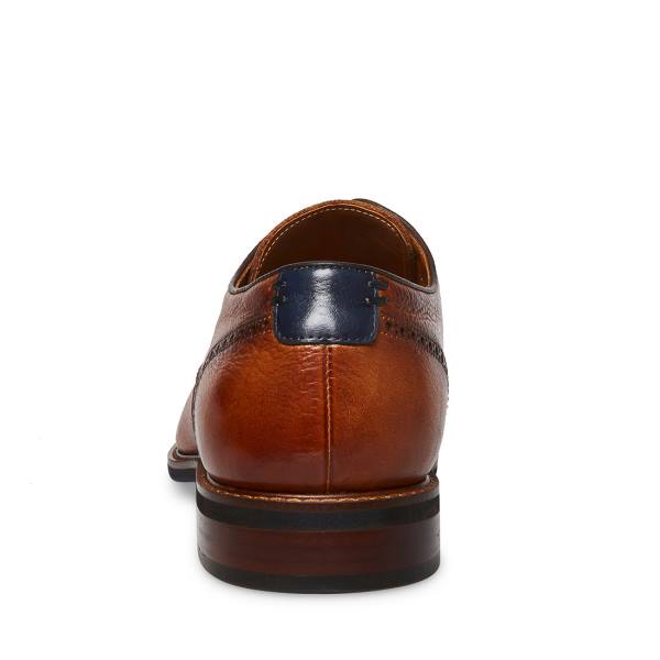 Steve Madden Bannon Cognac Leren Werkschoenen Heren Bruin | SM-974IA