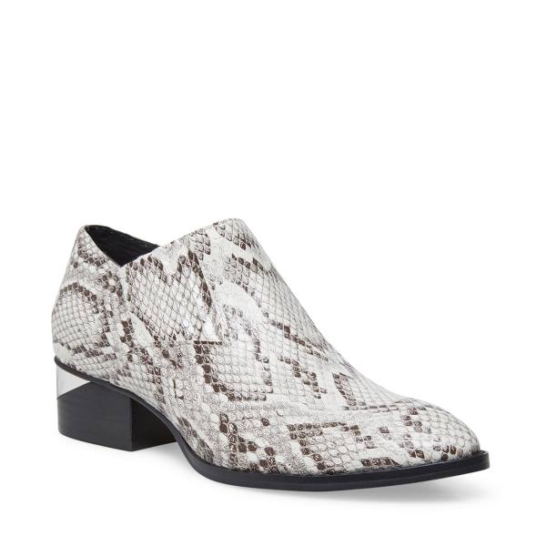 Steve Madden Barnett Snake Enkellaarsjes Dames Zwart Wit Slangenprint | SM-310MU