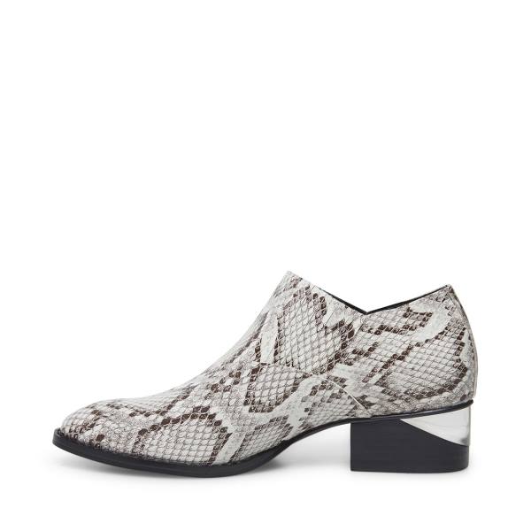 Steve Madden Barnett Snake Enkellaarsjes Dames Zwart Wit Slangenprint | SM-310MU