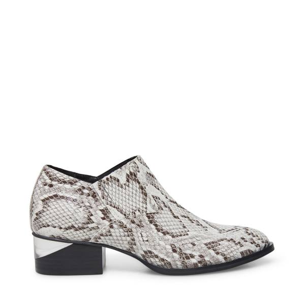 Steve Madden Barnett Snake Enkellaarsjes Dames Zwart Wit Slangenprint | SM-310MU