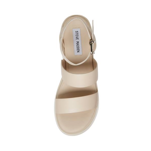 Steve Madden Bay Natural Leren Sandalen Dames Beige | SM-247ZT