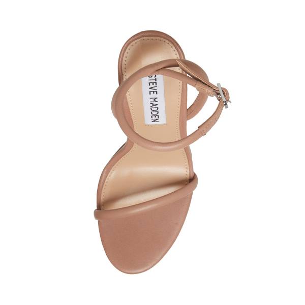 Steve Madden Becky Tan Leren Heel Hakken Dames Bruin | SM-047RW