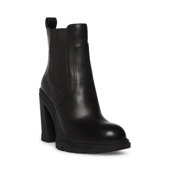 Steve Madden Bonus Leren Enkellaarsjes Dames Zwart | SM-472IJ