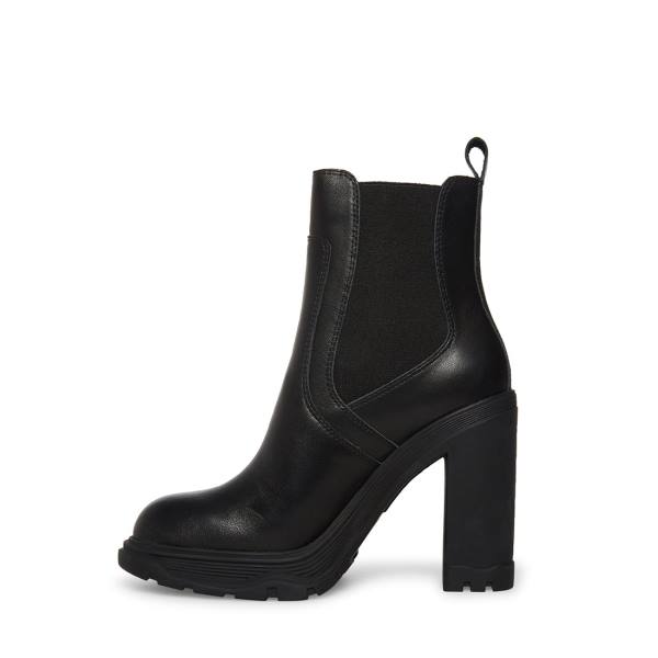 Steve Madden Bonus Leren Enkellaarsjes Dames Zwart | SM-472IJ