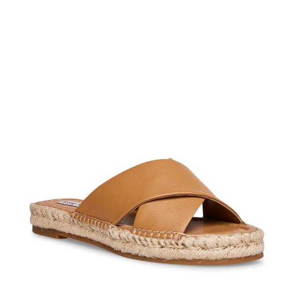 Steve Madden Brienna Tan Leren Sandalen Dames Bruin | SM-538HI