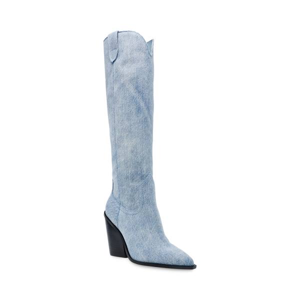 Steve Madden Bronco Denim Fabric Laarzen Dames Blauw | SM-638XC