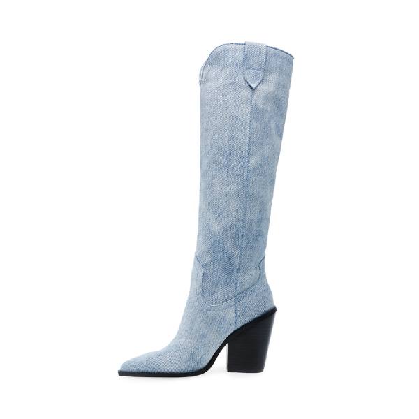 Steve Madden Bronco Denim Fabric Laarzen Dames Blauw | SM-638XC