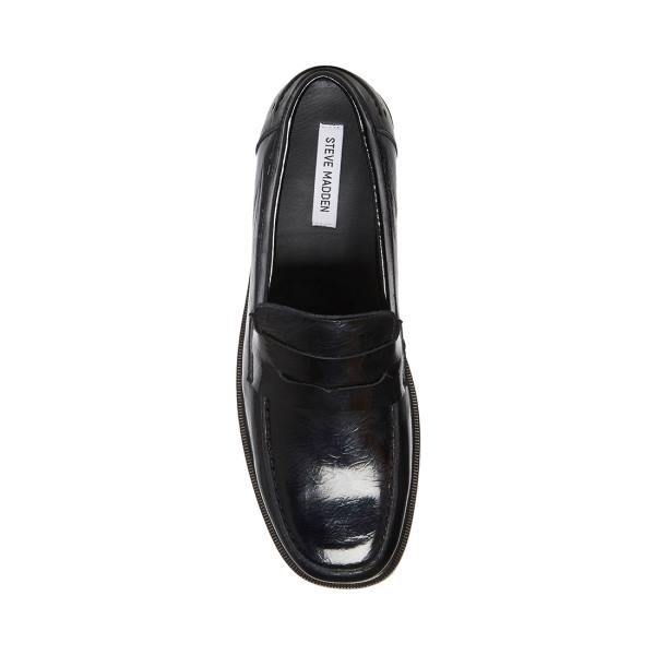 Steve Madden Brookline Lak Loafers Heren Zwart | SM-687DN