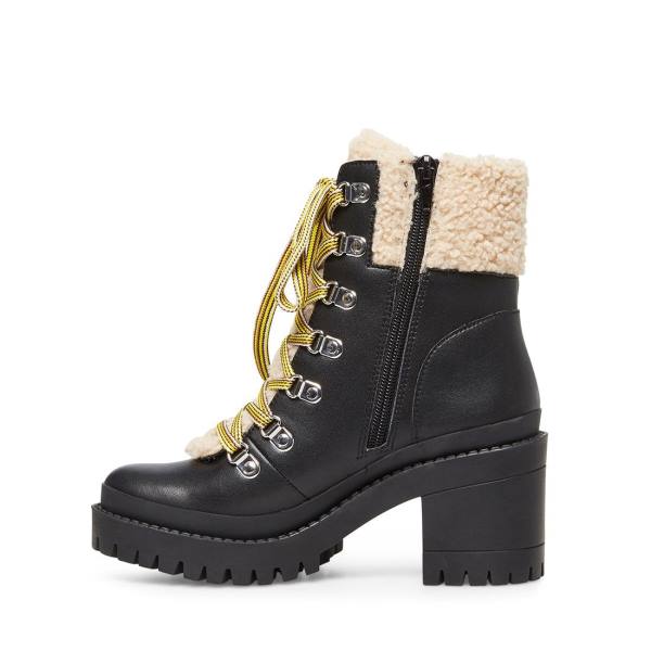 Steve Madden Bundleup Leren Enkellaarsjes Dames Zwart | SM-531FI