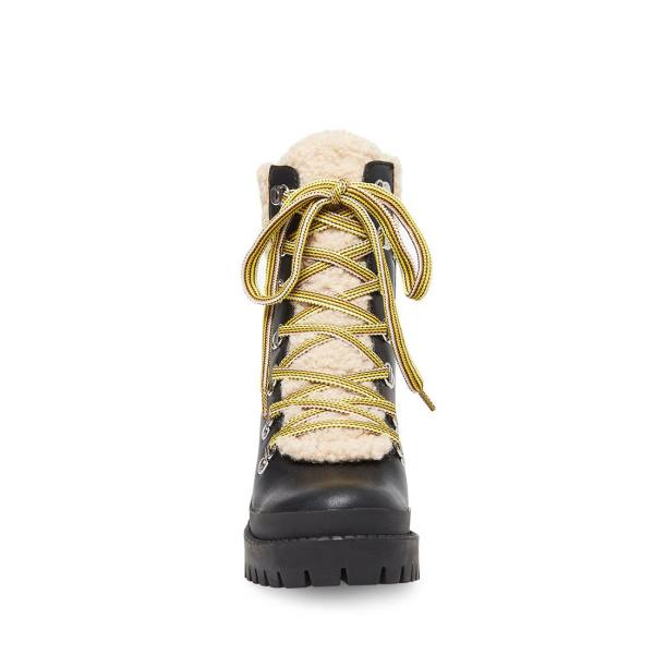 Steve Madden Bundleup Leren Enkellaarsjes Dames Zwart | SM-531FI