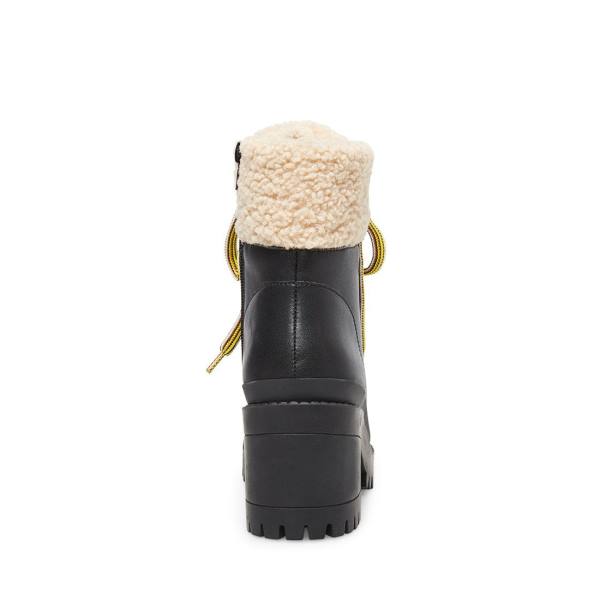 Steve Madden Bundleup Leren Enkellaarsjes Dames Zwart | SM-531FI