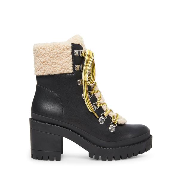 Steve Madden Bundleup Leren Enkellaarsjes Dames Zwart | SM-531FI