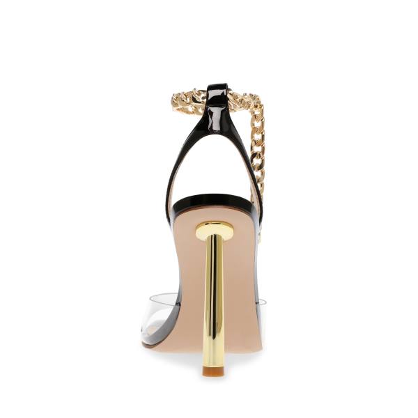 Steve Madden Buoyant Heel Hakken Dames Zwart Goud | SM-279KI