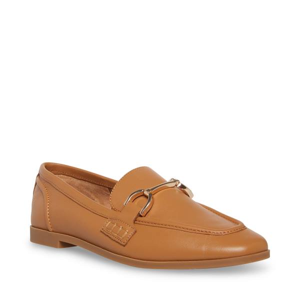 Steve Madden Carrine Cognac Leren Platte Schoenen Dames Bruin | SM-573VE