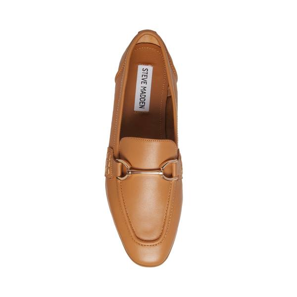 Steve Madden Carrine Cognac Leren Platte Schoenen Dames Bruin | SM-573VE