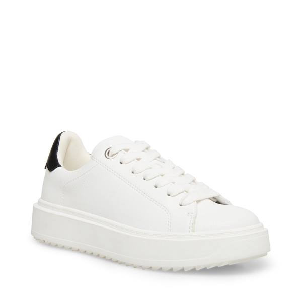 Steve Madden Catcher Sneakers Dames Wit Zwart | SM-294BZ