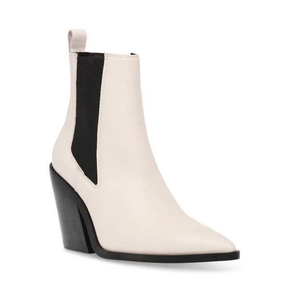 Steve Madden Caution Bone Leren Enkellaarsjes Dames Beige | SM-729TV