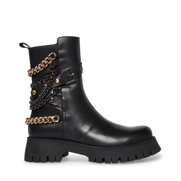 Steve Madden Chain Enkellaarsjes Dames Zwart Gekleurd | SM-189MA