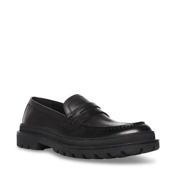 Steve Madden Charles Leren Loafers Heren Zwart | SM-241BG