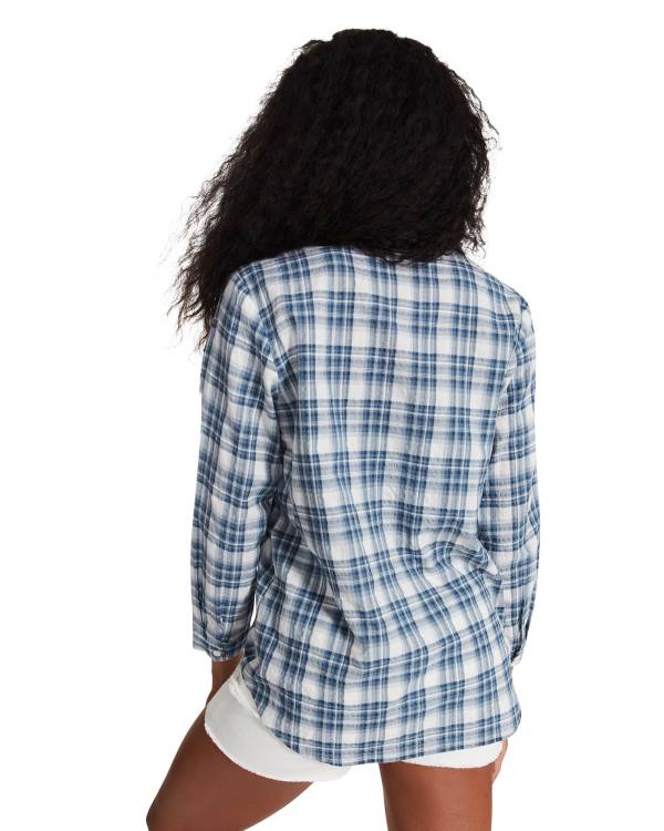 Steve Madden Checkered Button Up Topjes Dames Blauw | SM-631NC