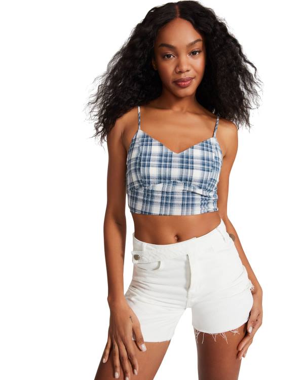 Steve Madden Checkered Tank Topjes Dames Blauw | SM-804LH