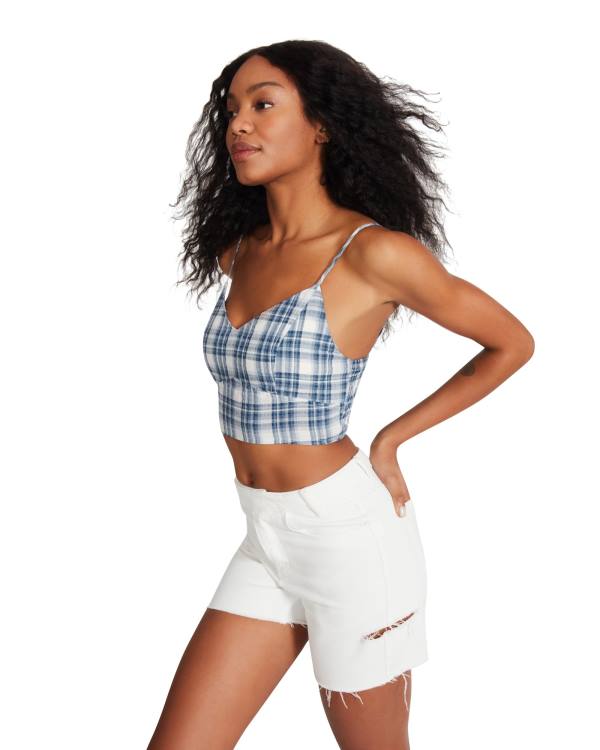 Steve Madden Checkered Tank Topjes Dames Blauw | SM-804LH