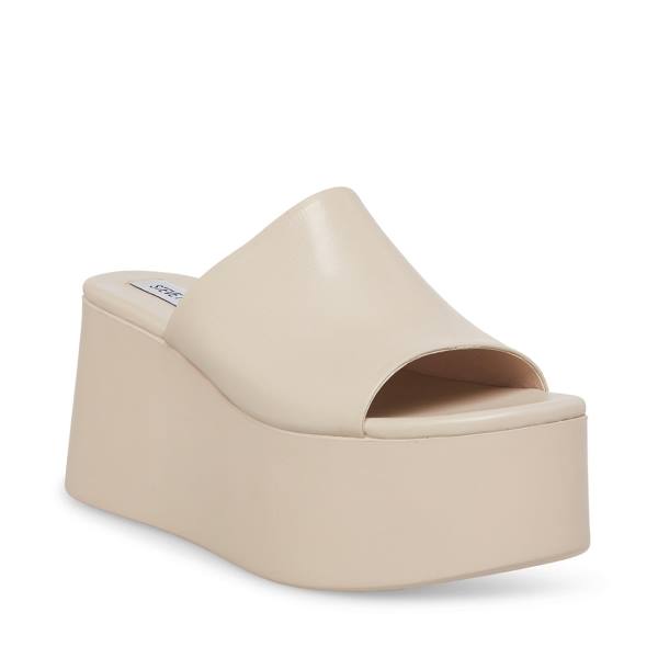 Steve Madden Christa Bone Leren Sandalen Dames Beige | SM-859DE