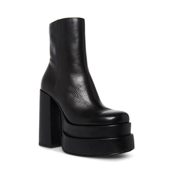 Steve Madden Cobra Leren Enkellaarsjes Dames Zwart | SM-543DG