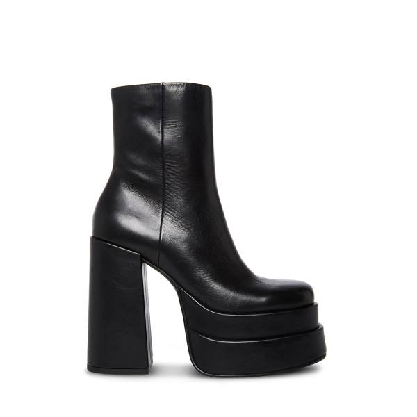 Steve Madden Cobra Leren Enkellaarsjes Dames Zwart | SM-543DG