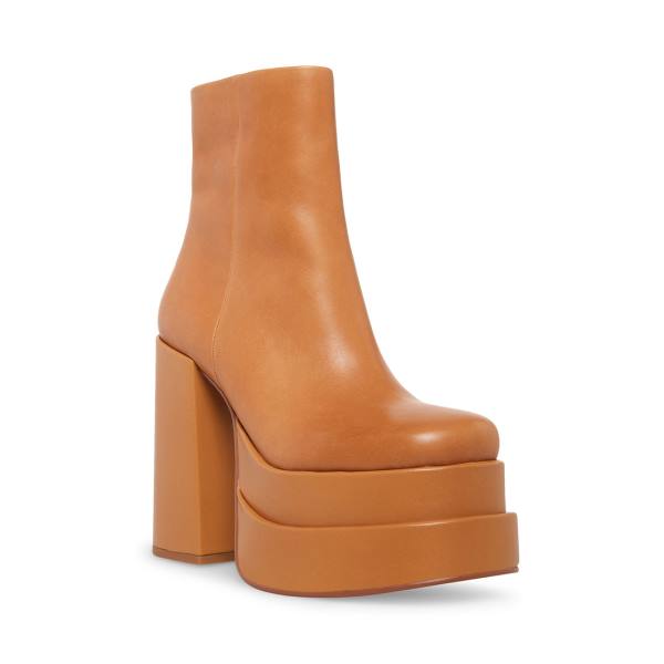 Steve Madden Cobra Tan Leren Enkellaarsjes Dames Bruin | SM-182XO