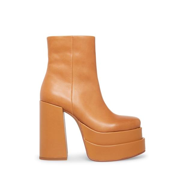 Steve Madden Cobra Tan Leren Enkellaarsjes Dames Bruin | SM-182XO