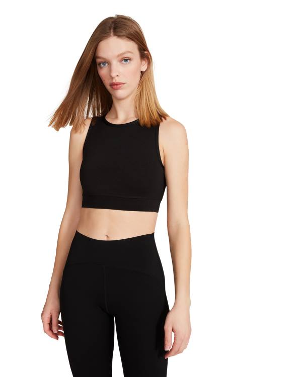 Steve Madden Cropped Active Tank Topjes Dames Zwart | SM-350EC