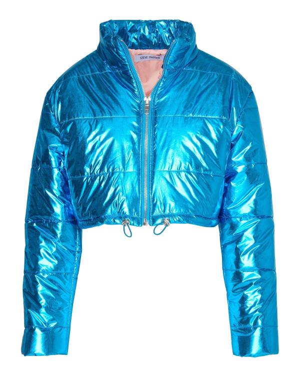 Steve Madden Cropped Metallic Puffer Jassen Dames Blauw | SM-189NL