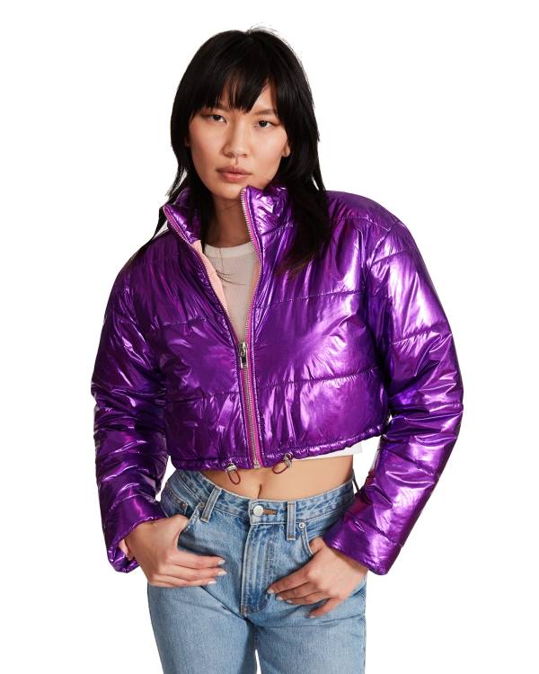 Steve Madden Cropped Metallic Puffer Jassen Dames Paars | SM-209PZ